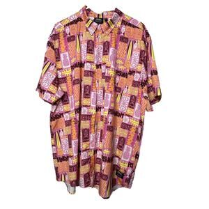 Wesc Oden Crazy tiki Hawaiian short sleeve shirt vacation Party Men XL